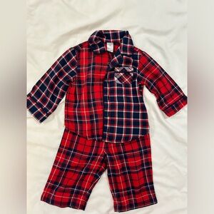Baby Gap 6-12 Months Plaid Pajama Set Unisex Toddler girl boy cozy red and blue